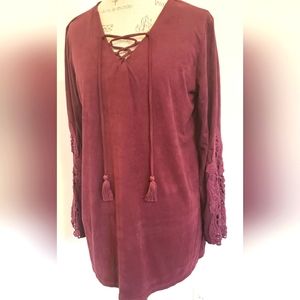 Dark red Long sleeve tie front blouse (medium)